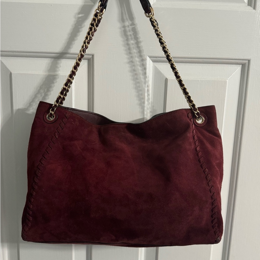 Elegant Burgundy Suede Shoulder Bag